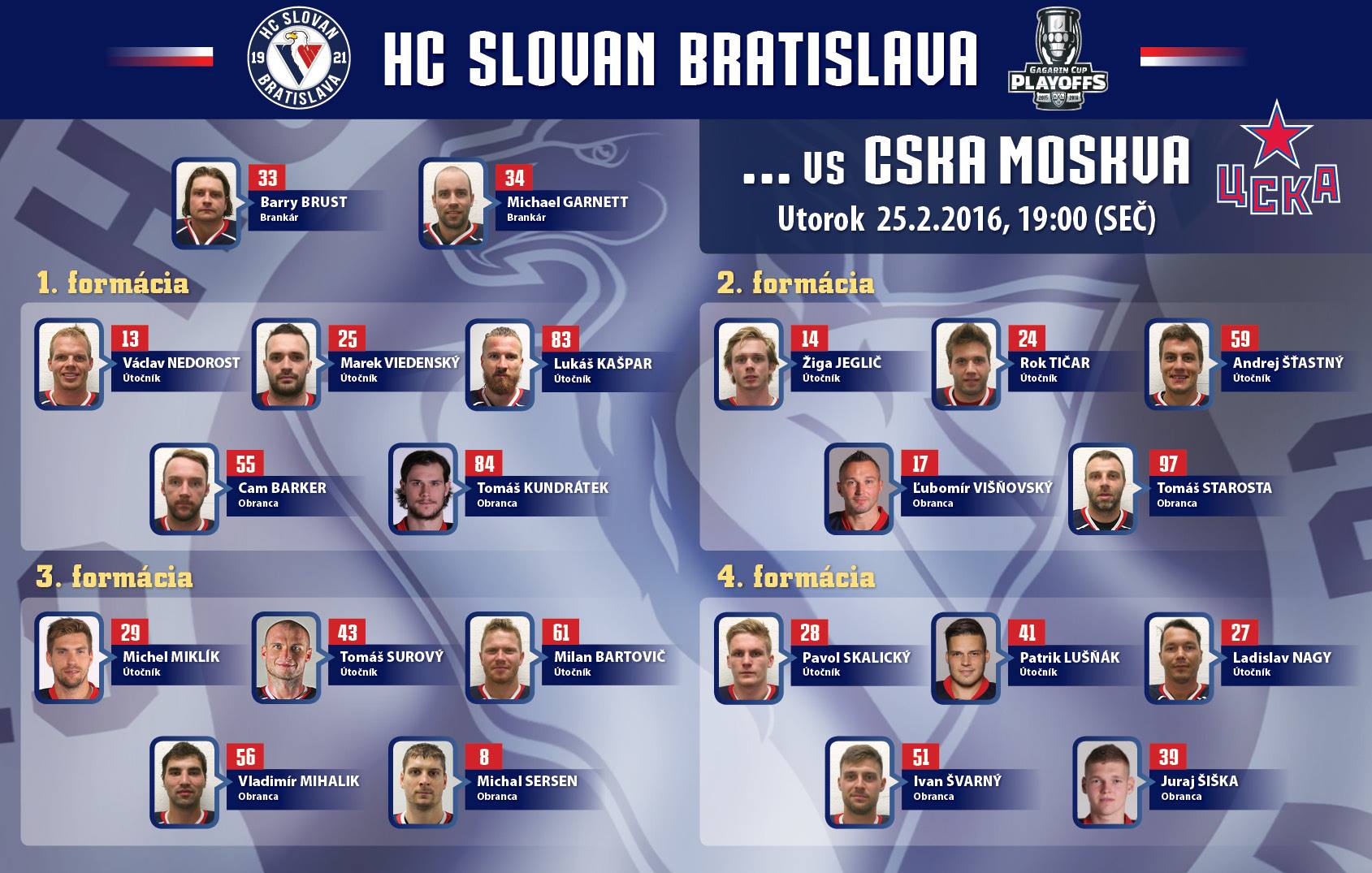 Zostava Slovana na zápas proti CSKA + kde to sledovať 1 slovan2